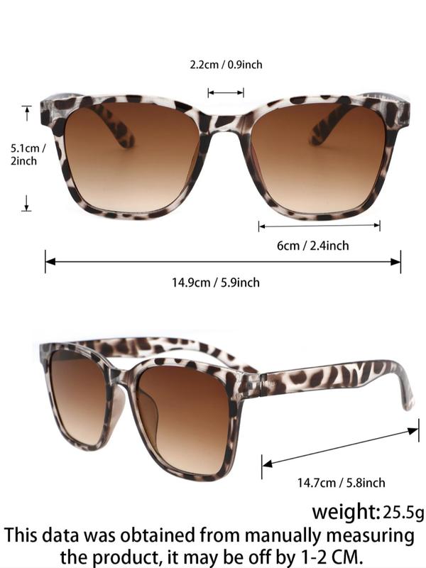 Unisex Vintage Square Frame Tinted Lens Leopard Sunglasses (1 Pair), Trendy Casual Sunglasses for Everyday Use, Fashionable Versatile Accessories for Outdoor Activities