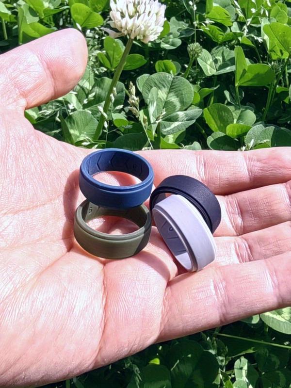 Men's Silicone Ring, Soft Camo & Plain Color Silicone Ring, Suitable for Outdoor Fitness, Running, Hiking, Camping, Perfect for Men's Daily Accessories