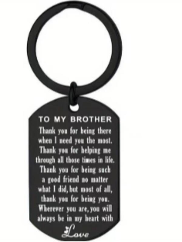 Stainless Steel Keychain, Letter Pattern Keychain for Brother, Inspirational Family Gifts, Sweet 16th 18th Birthday Graduation Gift for Teen Boys