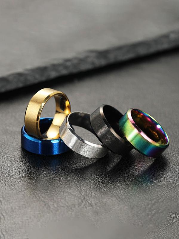 Simple Plain Color Ring, Fashion Accessories for Both Men & Women for Party, Daily Clothing Decor, Trendy All-match & Exquisite Jewelry for Birthday Gift