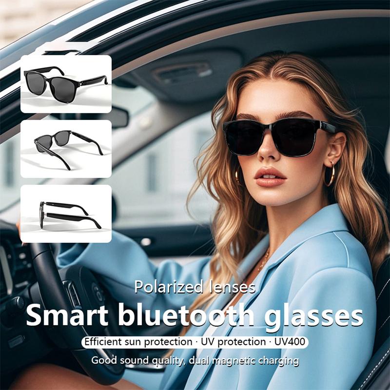 Smart Glasses for Men & Women, Bluetooth Sunglasses with Speakers, Lentes Inteligentes para Hombre, Music Sunglasses (Black)