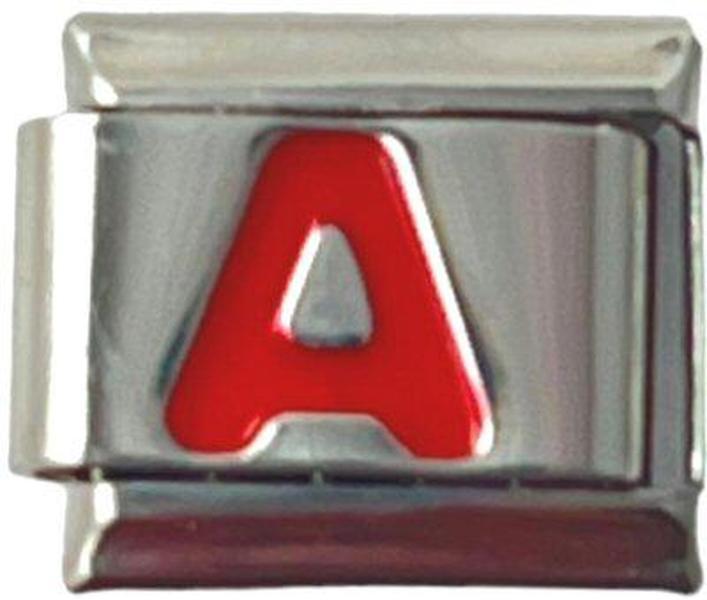 Italian Charm Link Red Letter A 9mm