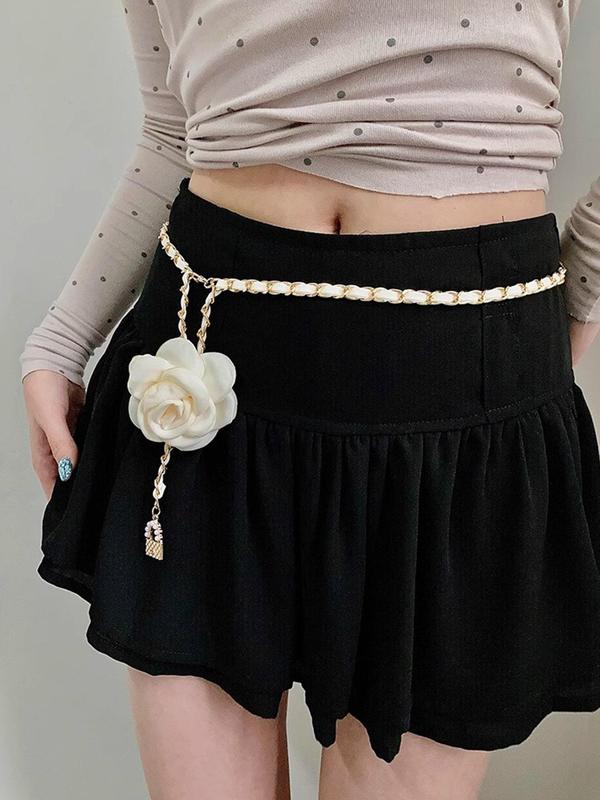 Women's Elegant Flower Decorated Skinny Belt, Fashionable Lock Design Waist Belt for Women & Girls, Fashion Belt for  Clothing Decor, Trendy Belt for Gift