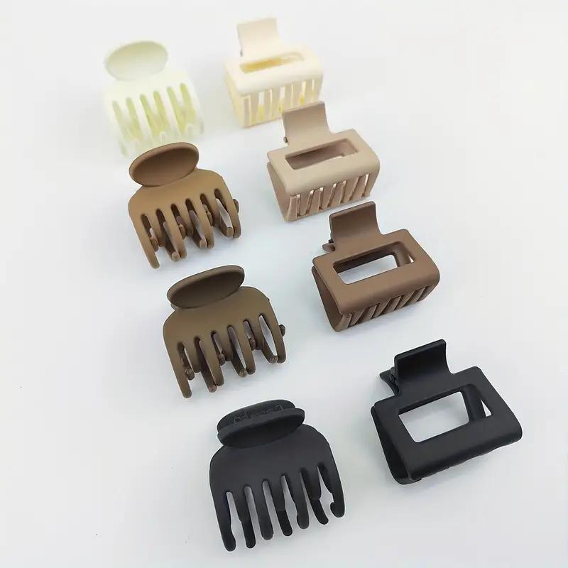 Matte Rectangular & Double Row Teeth Claw Hair Clips, 8 Counts set Hair Styling Claw Clips for Thin & Medium Fine Hair, Anti-slip Chin Clips, Christmas Gift