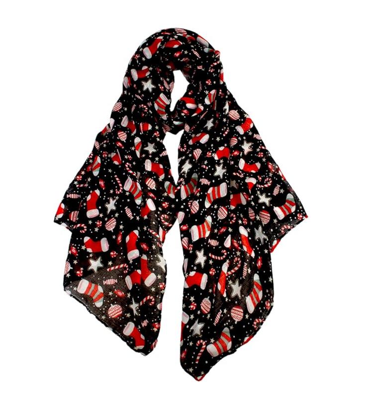 Soft Festive Prints Christmas Scarf for Women - Lightweight Holiday Wrap, Perfect Gift for Fall & Winter