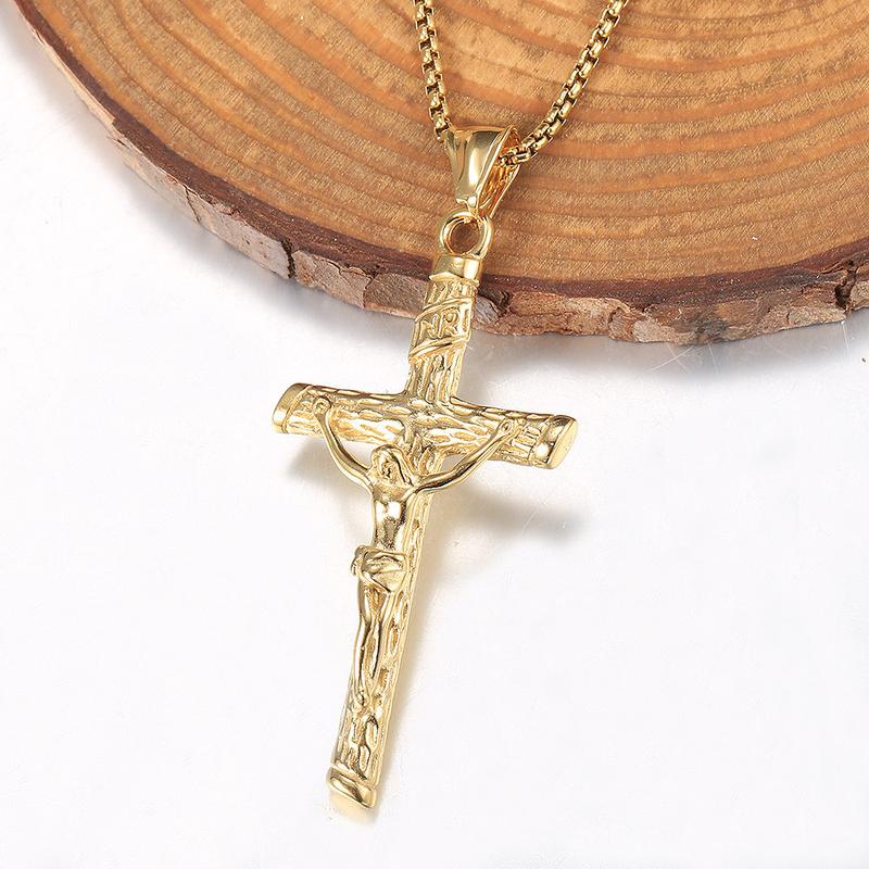 For Men Gold Plated Jesus Christ Crucifix Cross Pendant Necklace 16