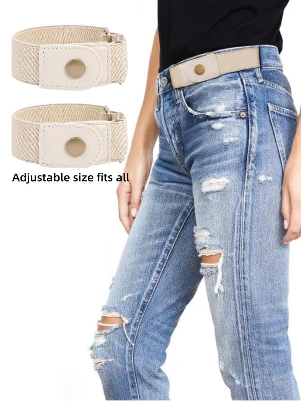 1 Pair No Buckle Elastic Belt for Women Men, High Stretch Belt for Pants Jeans, Casual Buckle Free Adjustable Invisible Belt, Trendy Accessories