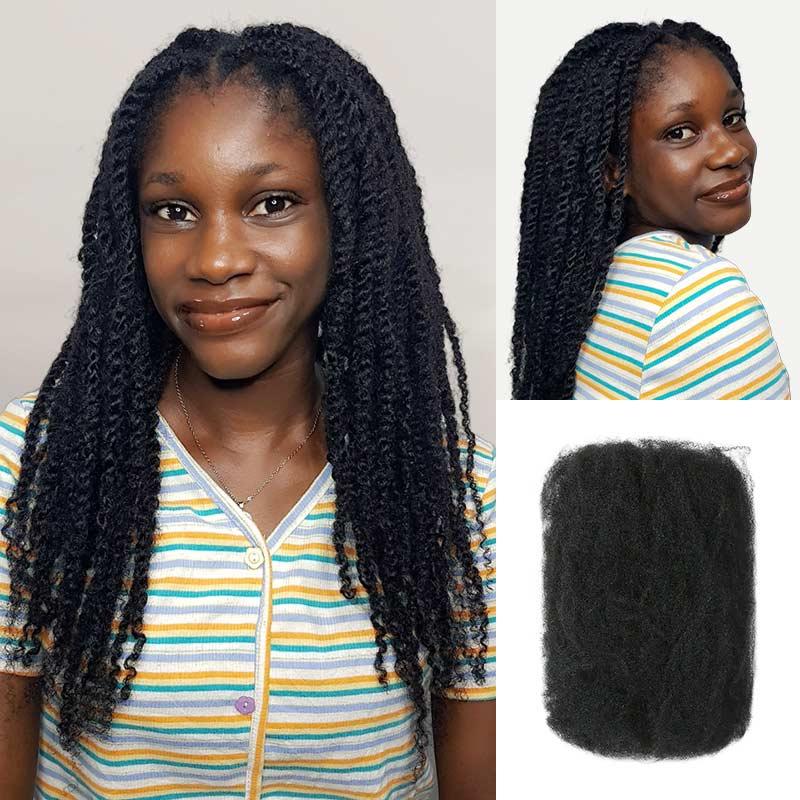 QVR Natural Black Afro kinky Bulk Hair Extensions For Braiding Dreadlock Human Hair 2