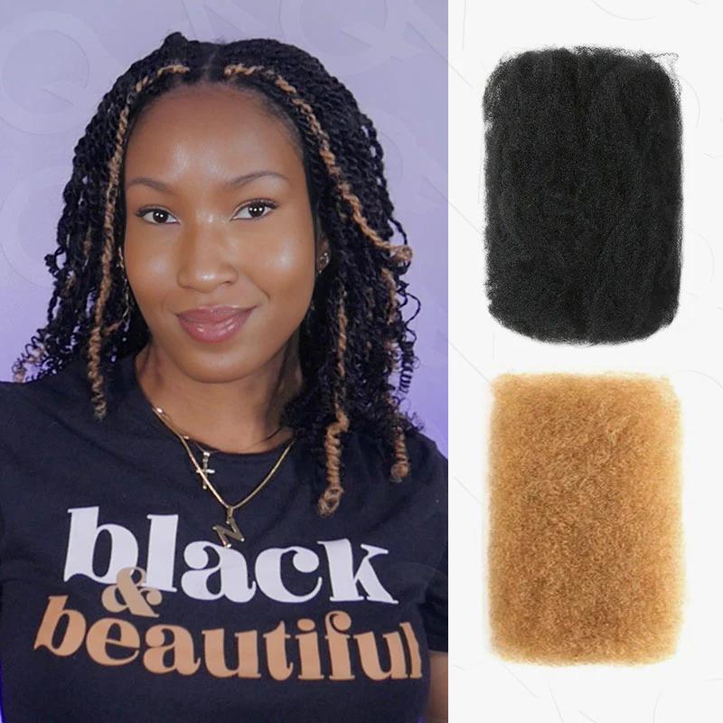 QVR Natural Black Afro kinky Bulk Hair Extensions For Braiding Dreadlock Human Hair 2