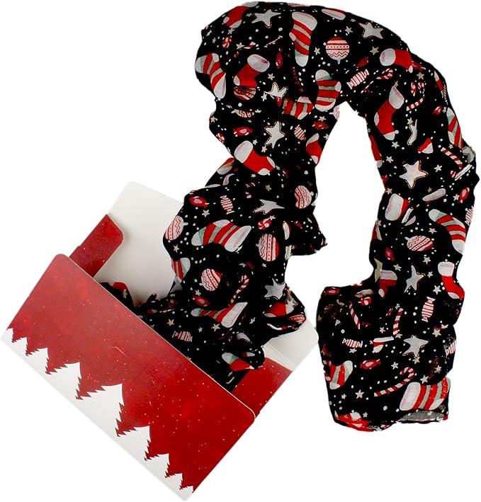 Soft Festive Prints Christmas Scarf for Women - Lightweight Holiday Wrap, Perfect Gift for Fall & Winter