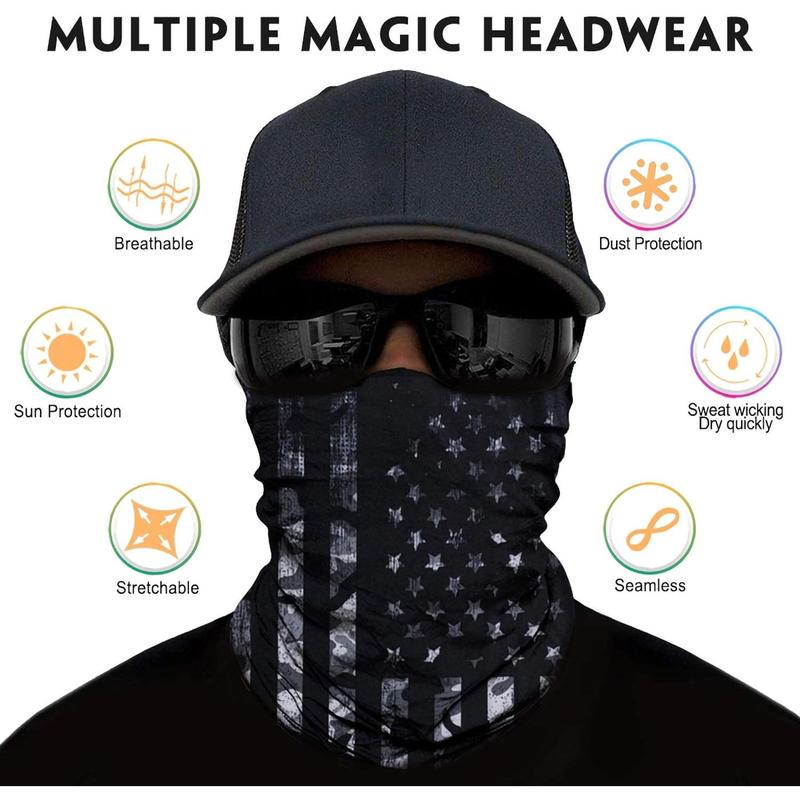 Neck Gaiter Face Mask Men Women, Seamless Bandana Rave Face Cover Scarf Mask, Balaclava, Headband, Head Wrap, Headwear