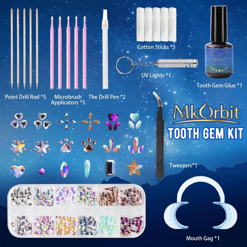 MK Orbit Tooth Gem Kit, DIY Teeth Jewelry Multiple Colors Crystals, 360PCS Professional Teeth Gem Stones, Temporary Tooth Gems Decoration Starter Kit,Teeth Gems Kit with Tweezers