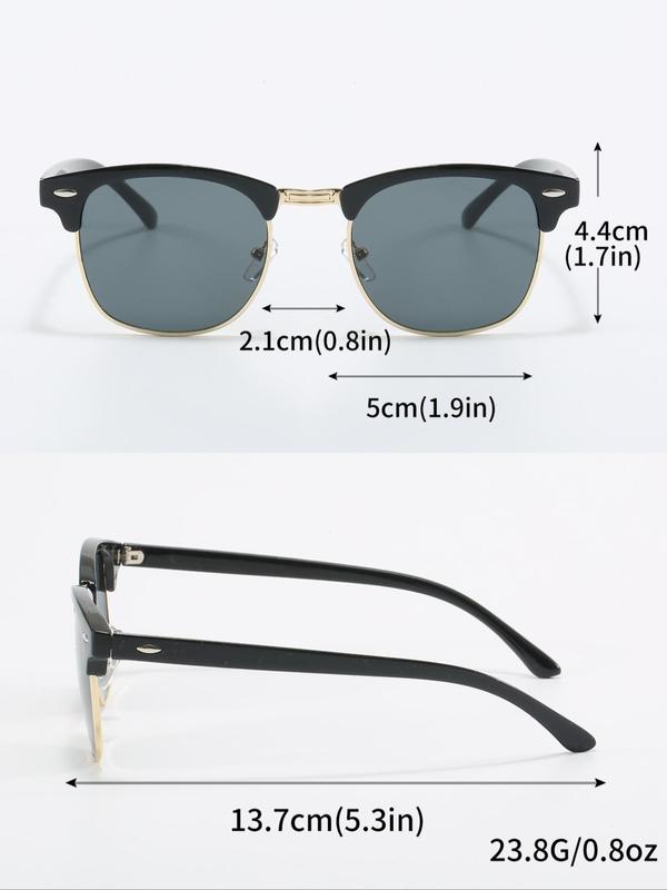 Unisex Vintage Tinted Lens Sunglasses, Trendy Casual Browline Sunglasses for Everyday Use, Fashion Accessories for Outdoor Activities