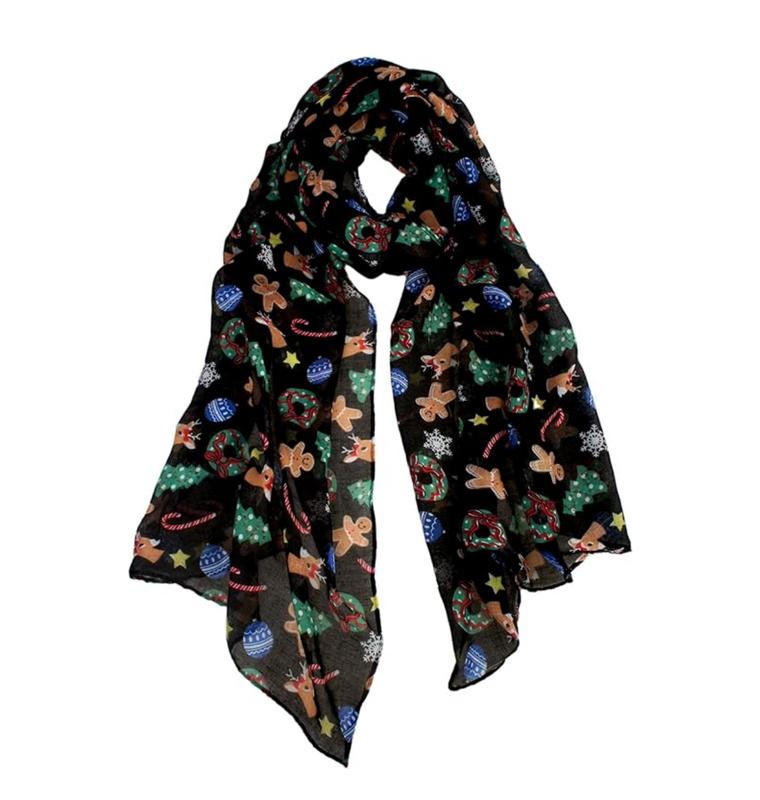 Soft Festive Prints Christmas Scarf for Women - Lightweight Holiday Wrap, Perfect Gift for Fall & Winter