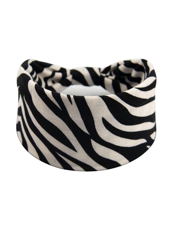 Zebra Stripe & Leaf Print Ruched Sports Hair Band, 4 Counts Breathable Sweat-absorbing Elastic Hair Band, Hair Accessories for Women & Girls