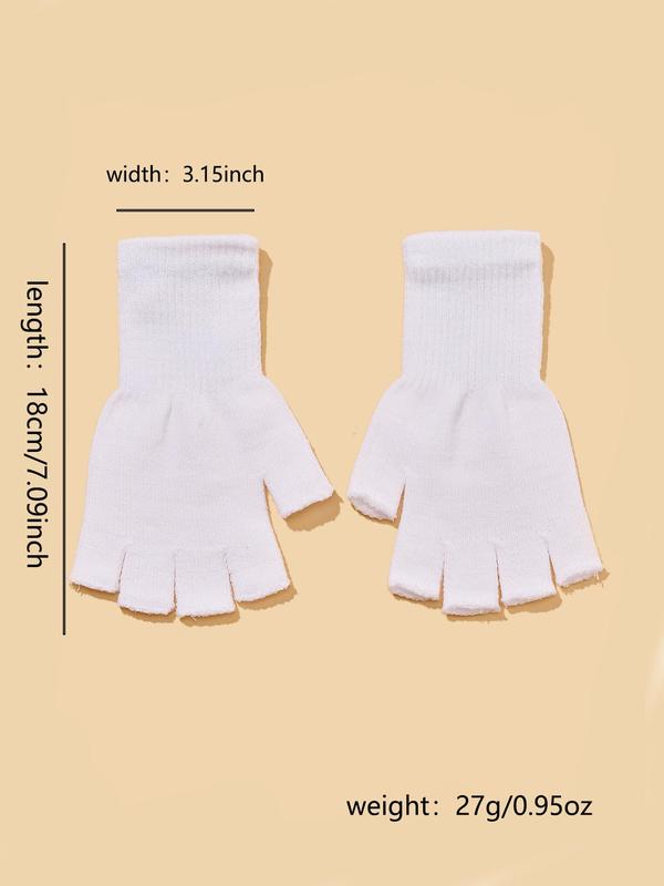 1 Pair Simple Style Plain Color Fingerless Gloves, Casual Trendy Warm Gloves for Fall & Winter, Fashionable Gloves for Daily Use