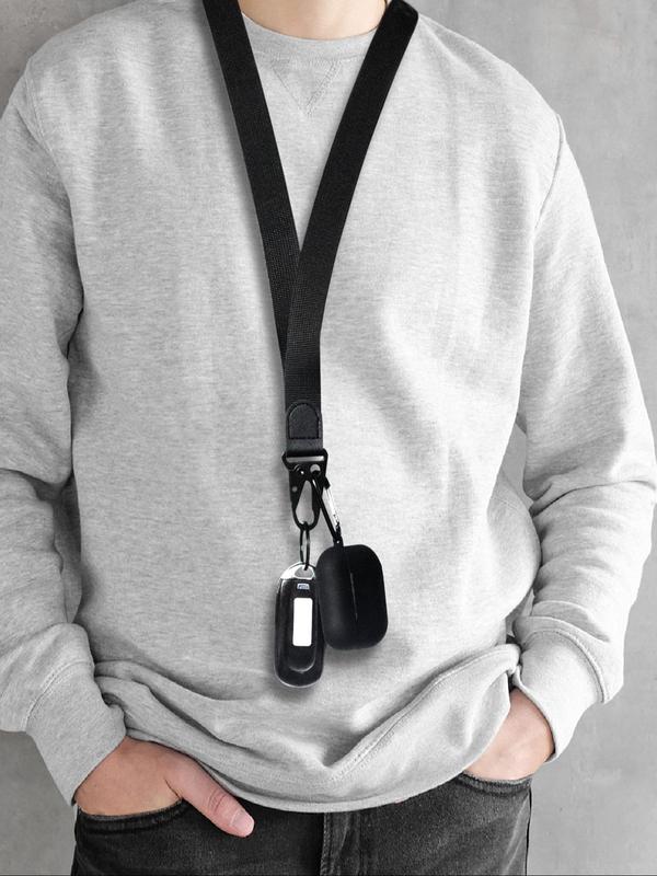 Unisex Simple Plain Long Lanyard Keychain, Casual Trendy Minimalist Neck Lanyard for Men & Women, All-match Key Fob for Daily Use