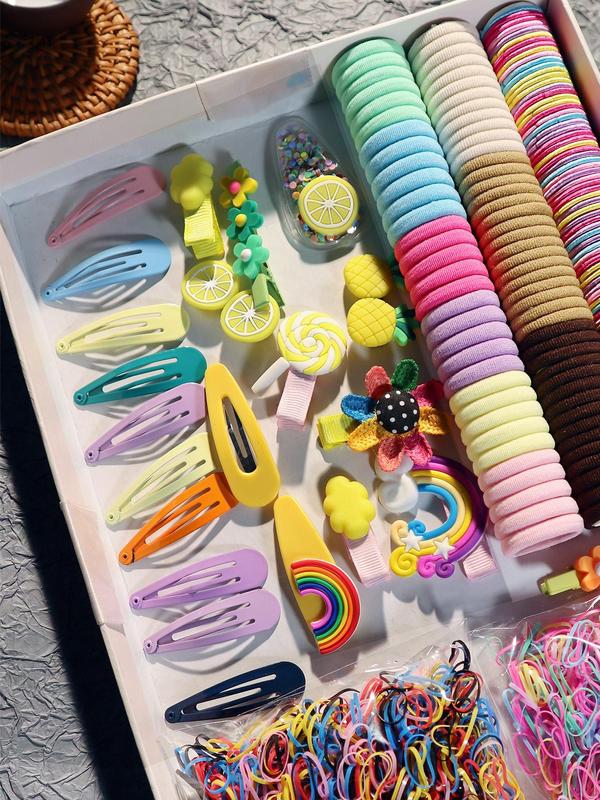 Colorful Hair Accessories Set, 2224pcs Cute Hair Ties & Flower Hair Clip & Claw Clips, 2024 New Style Casual All-match Hair Loops for Party & Daily & Back To School, Birthday Gifts