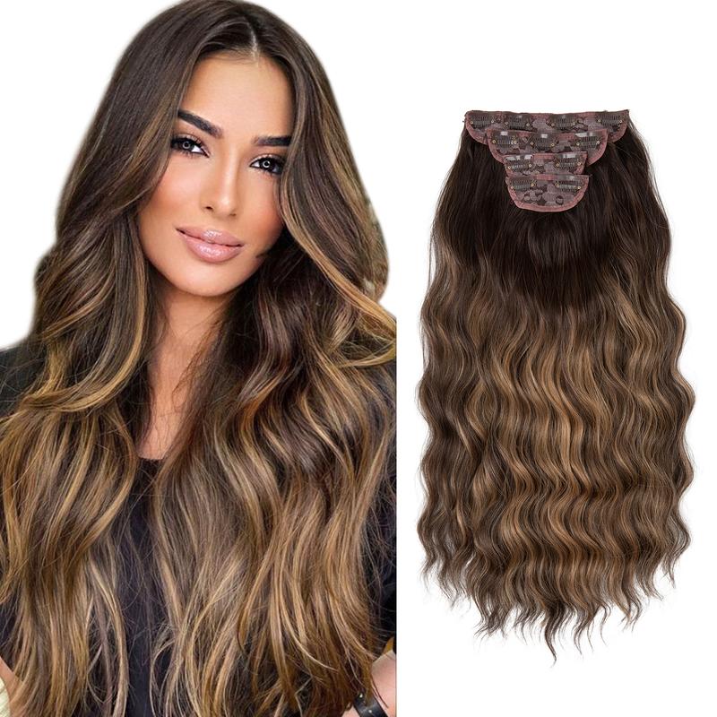 22 Inch Clip-in Hair Extensions,Quality Long Curly Natural &Soft Synthetic Extensions for Women's Daily Wear & Party, Female 2024 Trendy Matching Wig Piece for Any Occasion