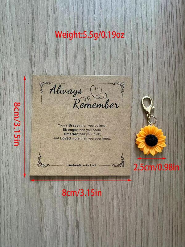 Sunflower Design Keychain with Gift Card, Cute Flower Shaped Keychain for Women & Men, Fashion Keychain for Daily Clothing Decor, Birthday Gift Fall