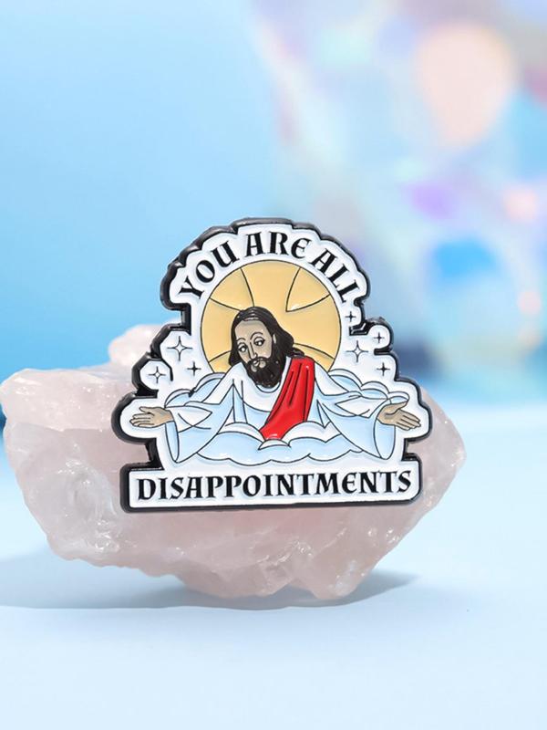 Jesus & Letter Pattern Brooch, Fashion Brooch for Women & Men, Enamel Pin Suitable for Backpacks, Jeans, Scarves, Hats Decoration