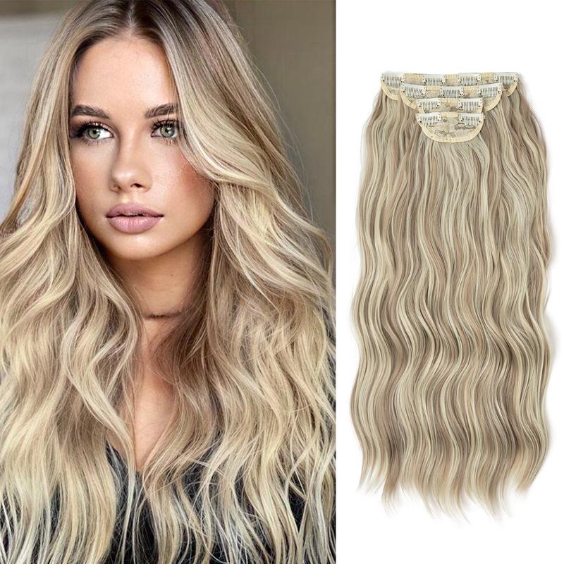 22 Inch Clip-in Hair Extensions,Quality Long Curly Natural &Soft Synthetic Extensions for Women's Daily Wear & Party, Female 2024 Trendy Matching Wig Piece for Any Occasion