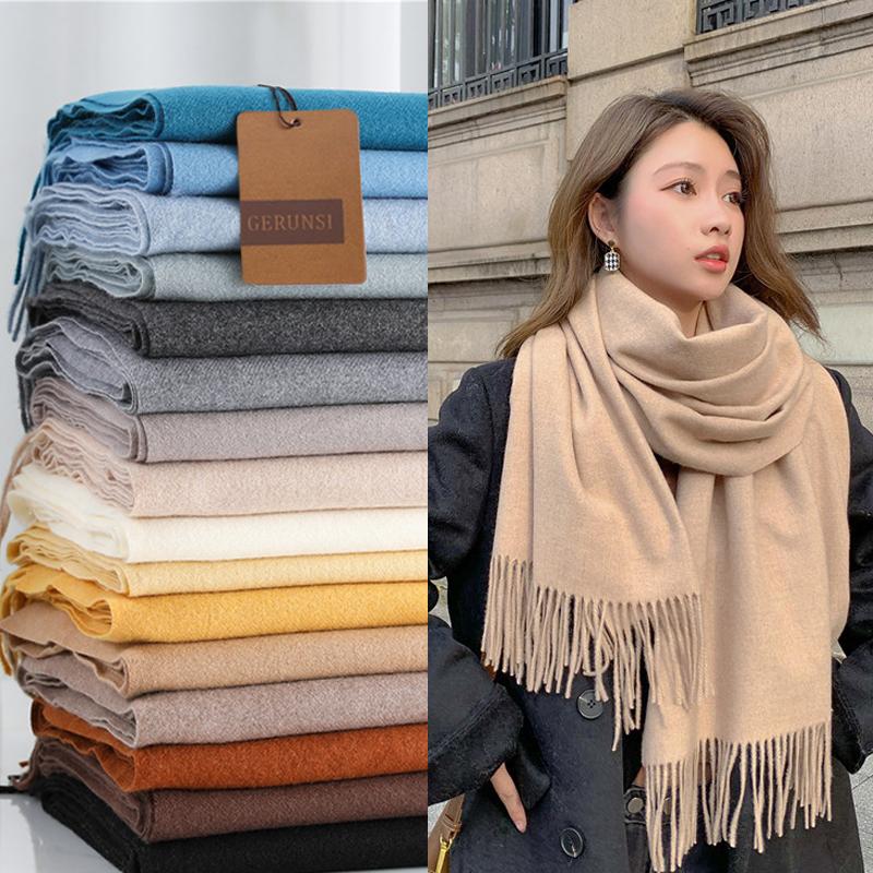 Winter Scarf for Women Long Warm Cashmere Scarves Hijab Solid Lady Shawl Wrap Female Pashmina Bufanda Head Scarfs