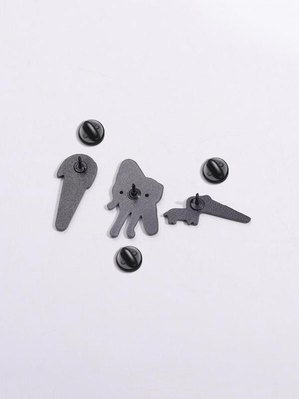 Cute Cartoon Dog Design Brooch (3pcs set), Cartoon Alloy Animal Badge, Clothes Accessories for Men & Women