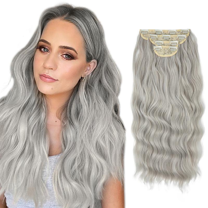 22 Inch Clip-in Hair Extensions,Quality Long Curly Natural &Soft Synthetic Extensions for Women's Daily Wear & Party, Female 2024 Trendy Matching Wig Piece for Any Occasion