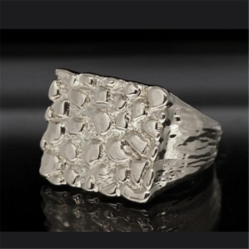 nugget ring Electroplated Gold Geometric Square Pattern Pretty Ring nugget jewelry