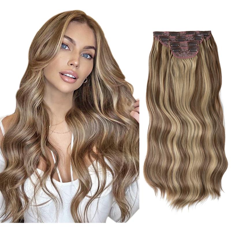 22 Inch Clip-in Hair Extensions,Quality Long Curly Natural &Soft Synthetic Extensions for Women's Daily Wear & Party, Female 2024 Trendy Matching Wig Piece for Any Occasion