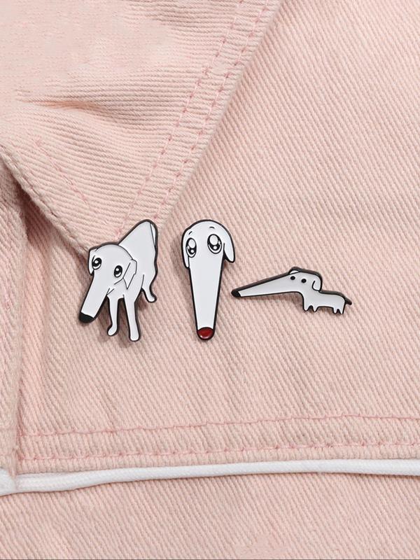 Cute Cartoon Dog Design Brooch (3pcs set), Cartoon Alloy Animal Badge, Clothes Accessories for Men & Women