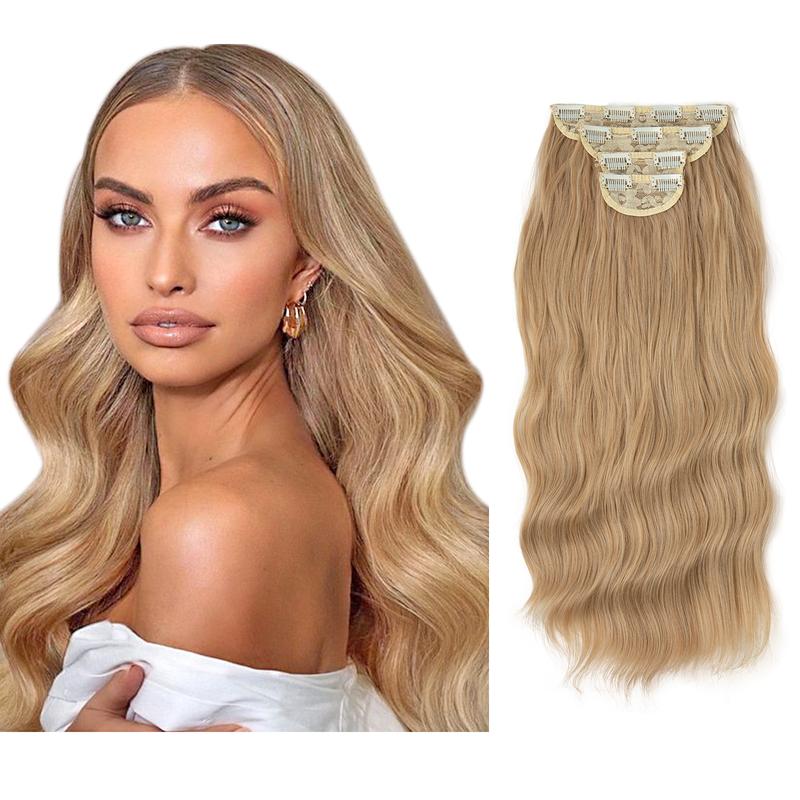 22 Inch Clip-in Hair Extensions,Quality Long Curly Natural &Soft Synthetic Extensions for Women's Daily Wear & Party, Female 2024 Trendy Matching Wig Piece for Any Occasion