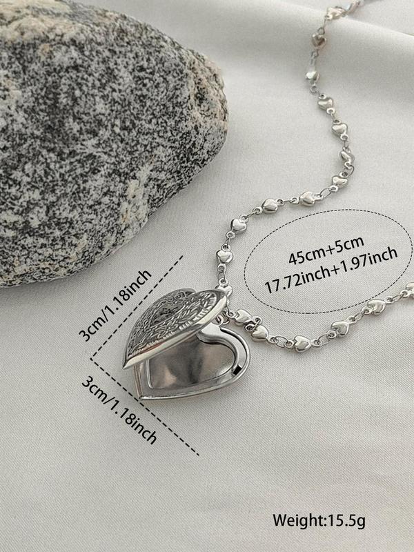 Women's Elegant Heart Shaped Pendant Necklace, Stainless Steel Charm Necklace for Party, Daily Decor, Trendy All-match Goth Jewelry for Birthday Gift