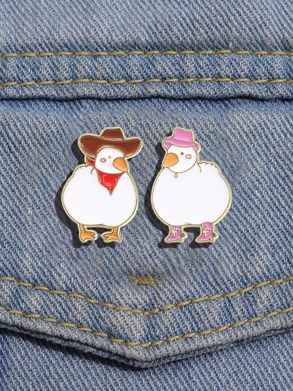 Cute Cartoon Duck Design Brooch, Creative Animal Shape Alloy Badge for Daily Clothing Decoration, Fashion Jewelry Accessories for Women & Men