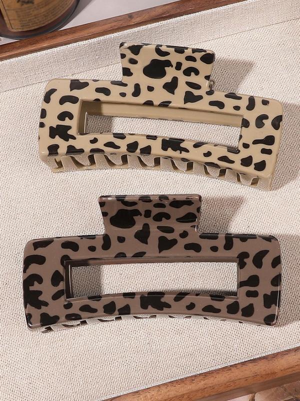 Fashion Leopard Pattern Hair Claws, Hollow Out Design Hair Claws, Casual Versatile Hair Accessories for Women & Girls