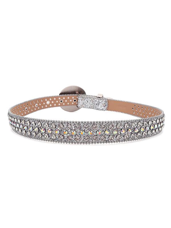 Rhinestone Decorated Belt, Fashionable PU Buckle Belt for Women & Men, Trendy All-match & Exquisite Belt for Daily & Party Clothing Decoration