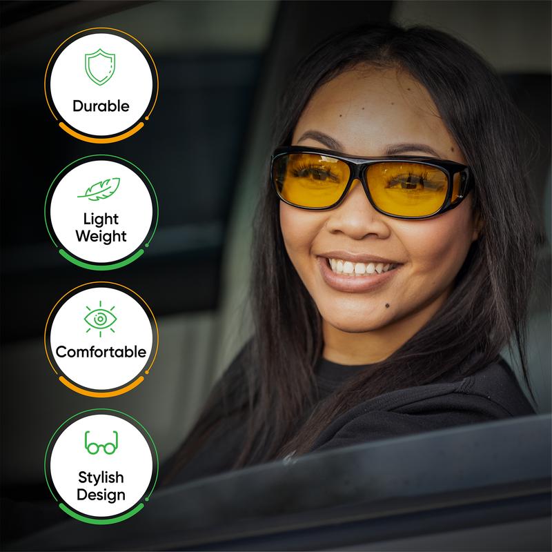 Night Vision Pro Official Night Driving Glasses with Glarecut Technology. Polarized Yellow Lenses Anti Glare Night Driving Glasses for Driving At Night