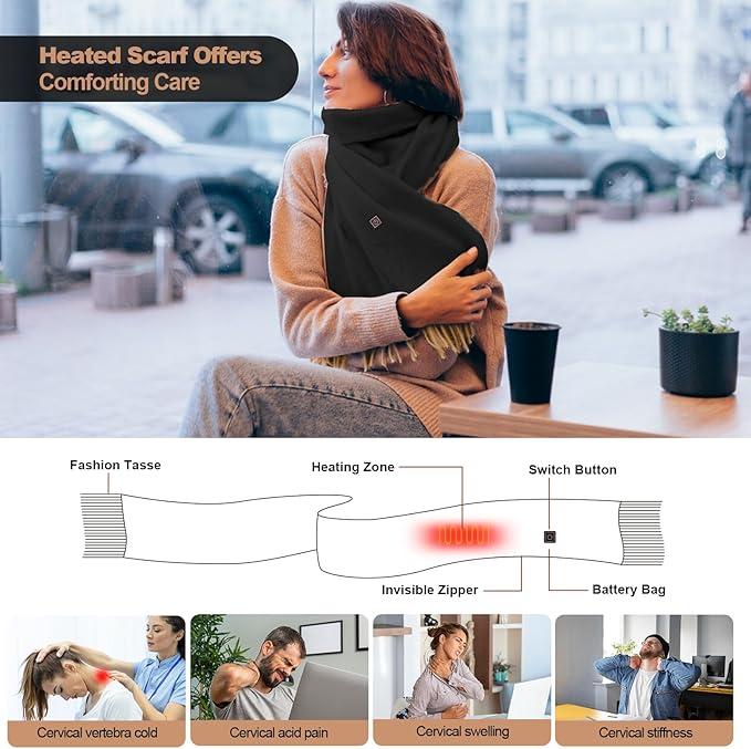 Heated Scarf USB Neck Heating Pad Soft Washable