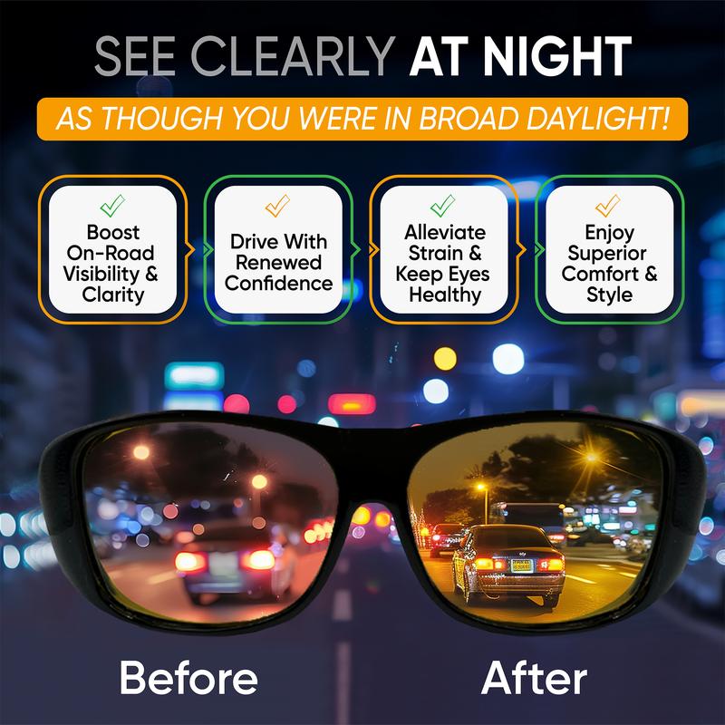 Night Vision Pro Official Night Driving Glasses with Glarecut Technology. Polarized Yellow Lenses Anti Glare Night Driving Glasses for Driving At Night