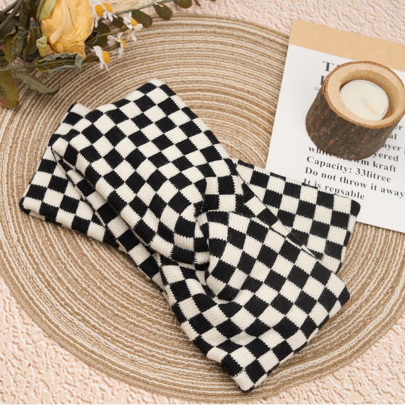 Loveline(1Pc As Gift)Checkerboard Knitted Headband(Do Not Purchase Separately)