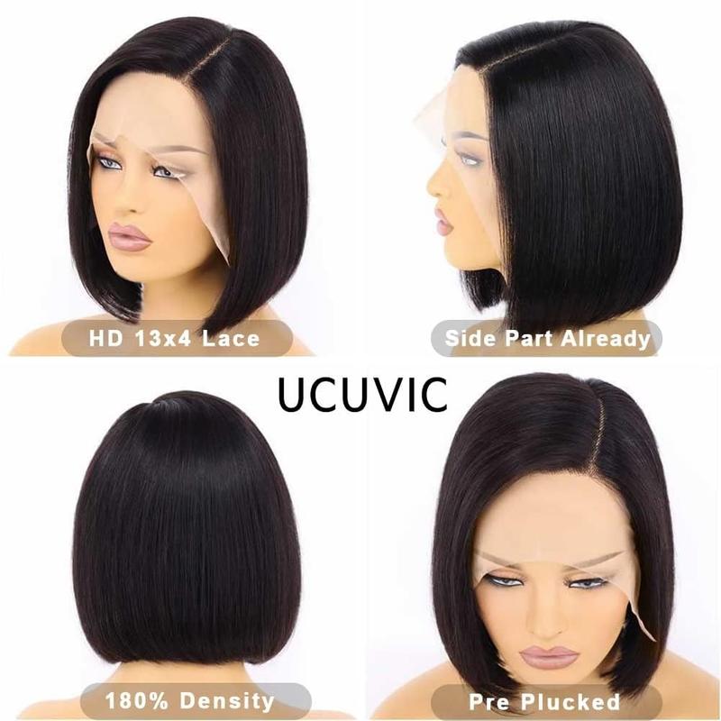 UCUVIC Bob Wig Human Hair 13x4 HD Lace Front BOB Wigs for Black Women Human Hair Glueless Wigs Human Hair Pre Plucked 180% Density 10 Inch