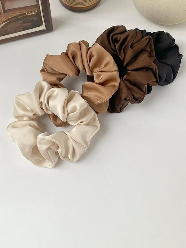 Minimalist Plain Hair Scrunchies, 4pcs Simple Design Solid Hair Tie, Women's Casual Versatile Hair Tie