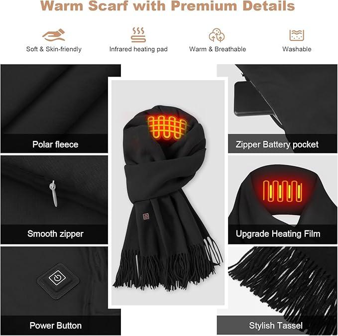 Heated Scarf USB Neck Heating Pad Soft Washable