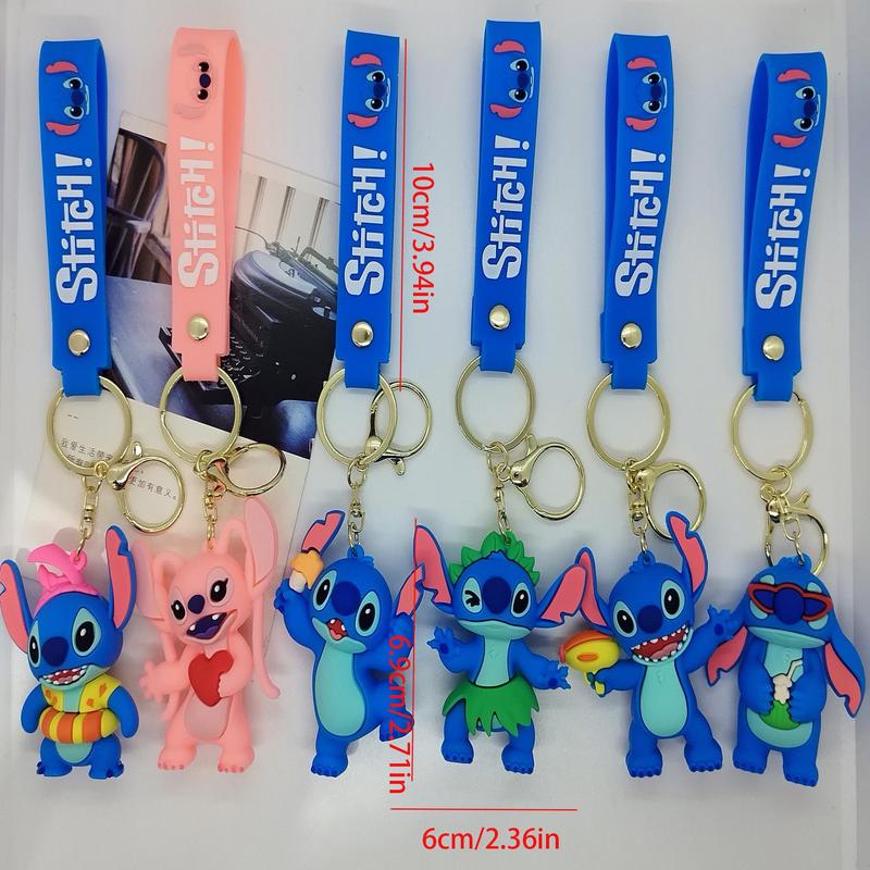 Disney Summer Themed-Stitch Car Keychain, Bag Charm, Car Interior Decoration Pendant, Bag Charm, Universal Keychain for Car, Bag, Phone, Key Decor, Key Decor for Girls