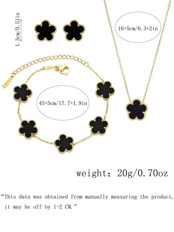 Flower Design Jewelry Set, Including Necklace & Bracelet & Earrings, Elegant Jewelry Set for Women & Girls, Trendy All-match & Exquisite Jewelry Set for  Gift