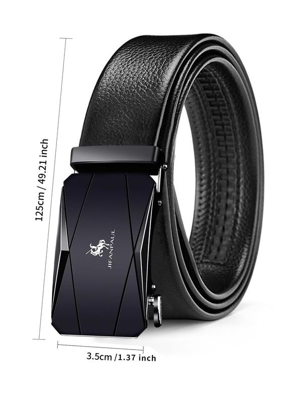 Men's Automatic Buckle Lychee Pattern Waistband, Minimalist Elegant Business Style PU Buckle Belt, PU Leather Business Belt Without Box