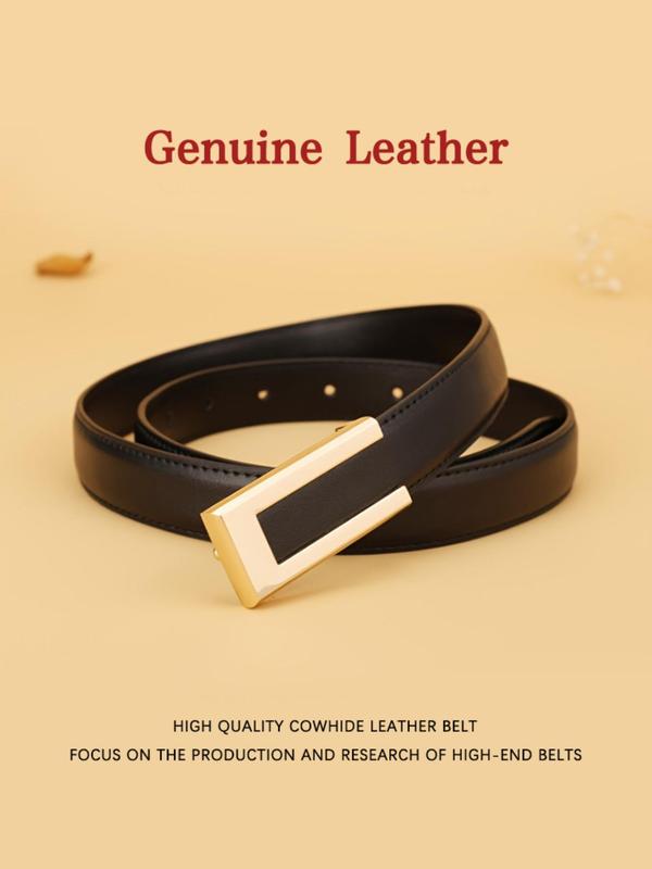 Women's Solid Color Split Leather Belt, Fashionable Casual Waistband for Jeans, Pants, Trousers, Daily Clothing Decoration