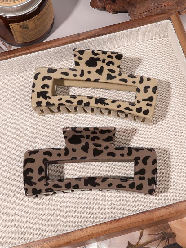 Fashion Leopard Pattern Hair Claws, Hollow Out Design Hair Claws, Casual Versatile Hair Accessories for Women & Girls