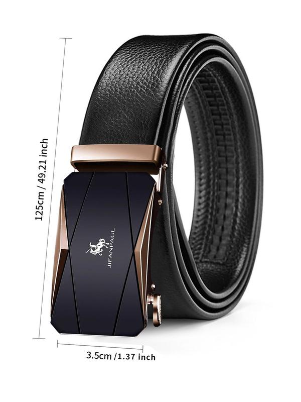 Men's Automatic Buckle Lychee Pattern Waistband, Minimalist Elegant Business Style PU Buckle Belt, PU Leather Business Belt Without Box